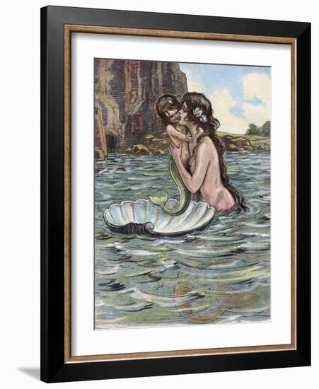 Mermaid and Child-null-Framed Photographic Print