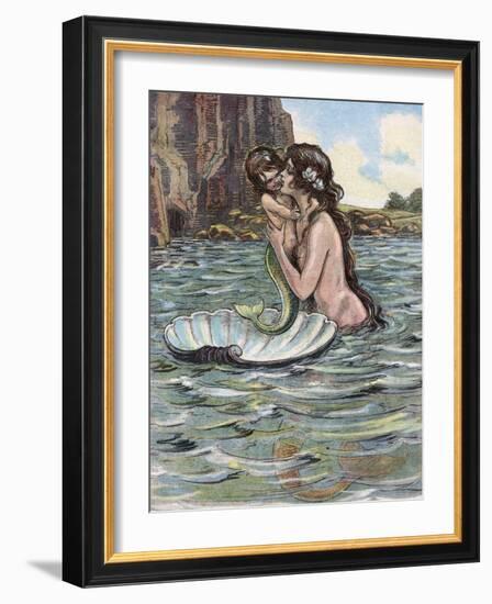 Mermaid and Child-null-Framed Photographic Print