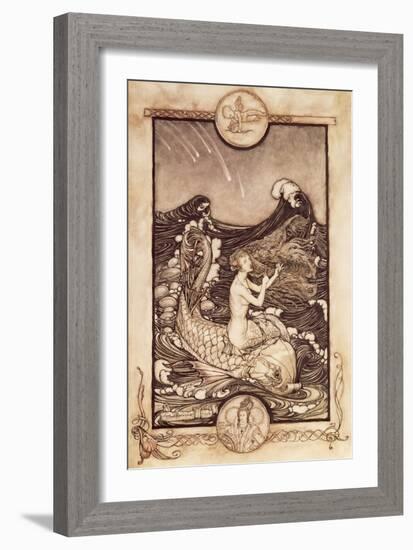 Mermaid and Dolphin from 'A Midsummer Night's Dream', 1908-Arthur Rackham-Framed Giclee Print