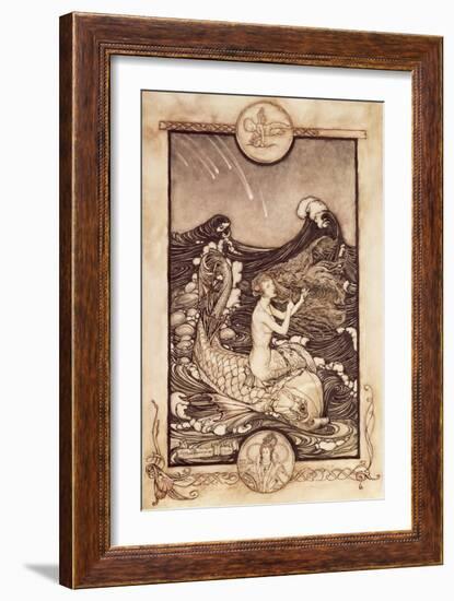 Mermaid and Dolphin from 'A Midsummer Night's Dream', 1908-Arthur Rackham-Framed Giclee Print