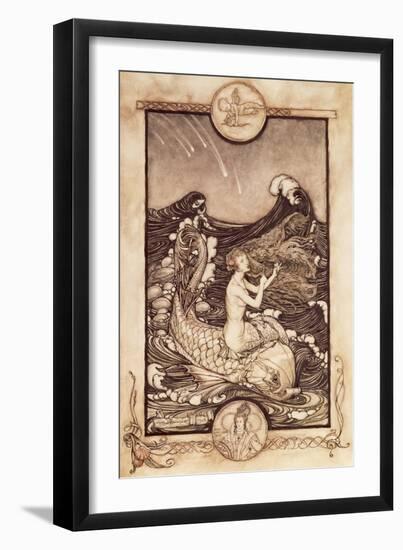 Mermaid and Dolphin from 'A Midsummer Night's Dream', 1908-Arthur Rackham-Framed Giclee Print