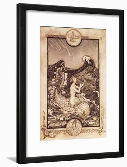 Mermaid and Dolphin from 'A Midsummer Night's Dream', 1908-Arthur Rackham-Framed Giclee Print