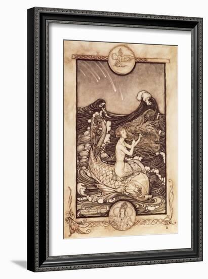 Mermaid and Dolphin from 'A Midsummer Night's Dream', 1908-Arthur Rackham-Framed Giclee Print