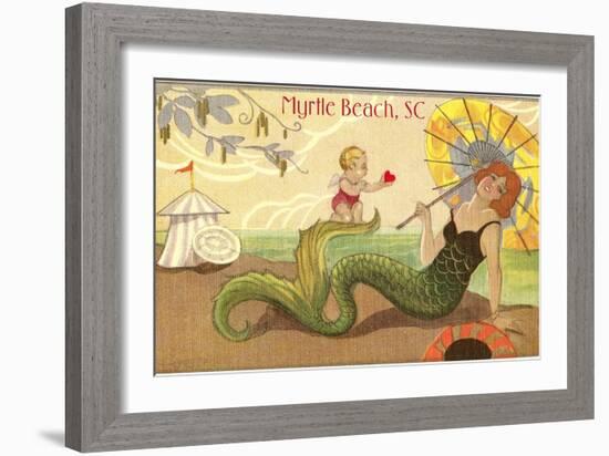 Mermaid at Myrtle Beach-null-Framed Art Print