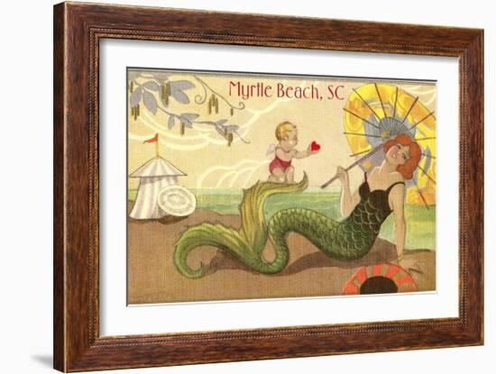 Mermaid at Myrtle Beach-null-Framed Art Print
