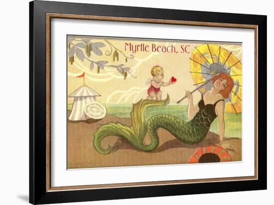 Mermaid at Myrtle Beach-null-Framed Art Print