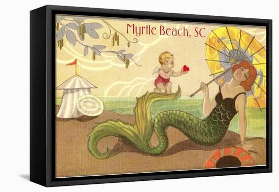 Mermaid at Myrtle Beach-null-Framed Stretched Canvas