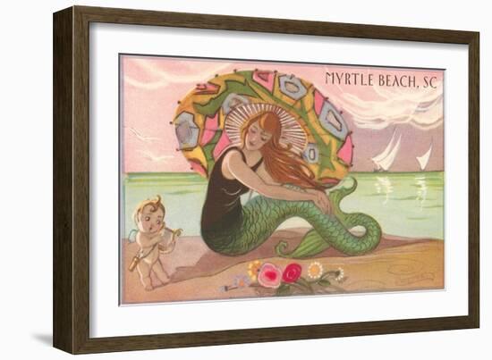 Mermaid at Myrtle Beach-null-Framed Art Print