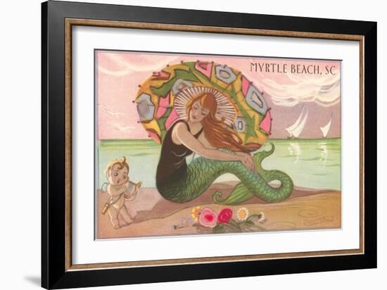 Mermaid at Myrtle Beach-null-Framed Art Print