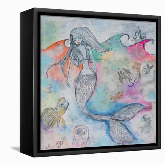 Mermaid Aura-Zwart-Framed Premier Image Canvas