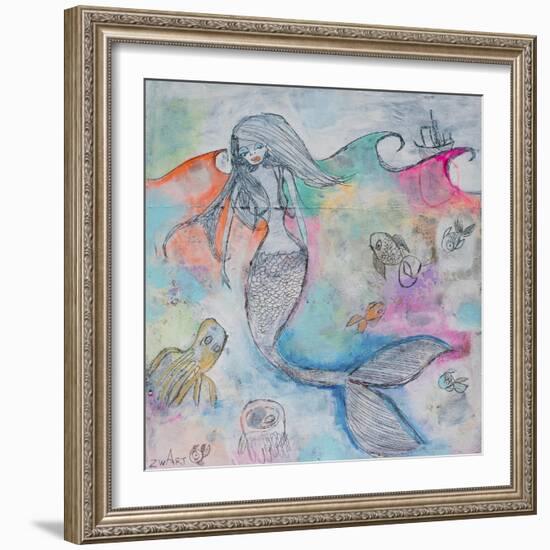 Mermaid Aura-Zwart-Framed Giclee Print