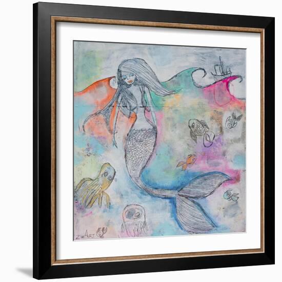 Mermaid Aura-Zwart-Framed Giclee Print