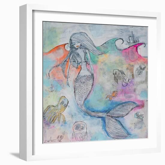 Mermaid Aura-Zwart-Framed Giclee Print