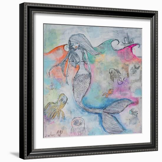 Mermaid Aura-Zwart-Framed Giclee Print