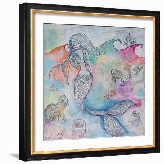 Mermaid Aura-Zwart-Framed Giclee Print