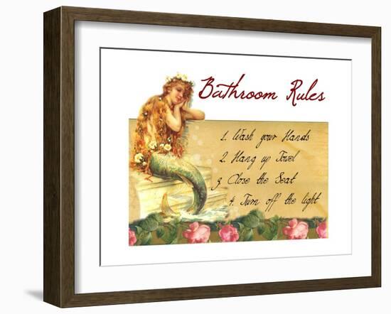 Mermaid Bathroom Rules-sylvia pimental-Framed Art Print