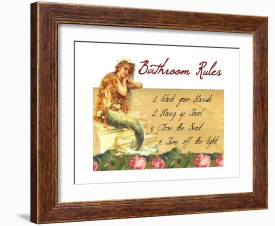 Mermaid Bathroom Rules-sylvia pimental-Framed Art Print