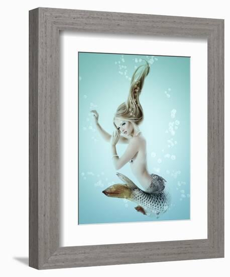 Mermaid Beautiful Magic Underwater Mythology Being Original Photo Compilation-khorzhevska-Framed Premium Giclee Print