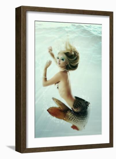 Mermaid Beautiful Magic Underwater Mythology Being Original Photo Compilation-khorzhevska-Framed Premium Giclee Print