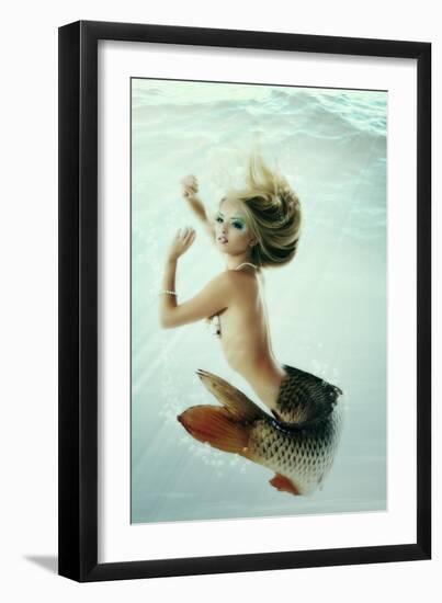 Mermaid Beautiful Magic Underwater Mythology Being Original Photo Compilation-khorzhevska-Framed Art Print