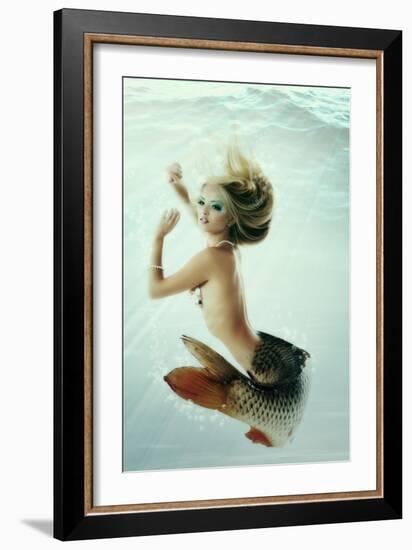 Mermaid Beautiful Magic Underwater Mythology Being Original Photo Compilation-khorzhevska-Framed Art Print