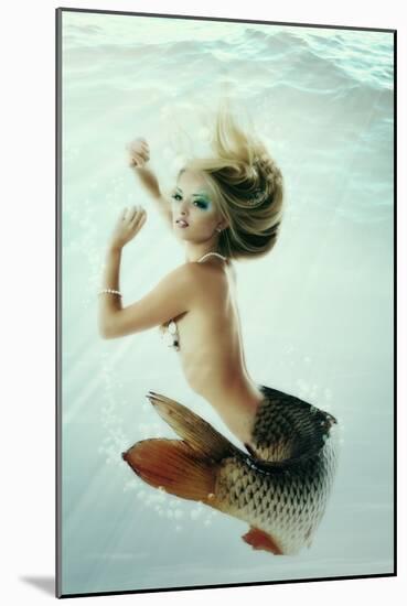 Mermaid Beautiful Magic Underwater Mythology Being Original Photo Compilation-khorzhevska-Mounted Art Print