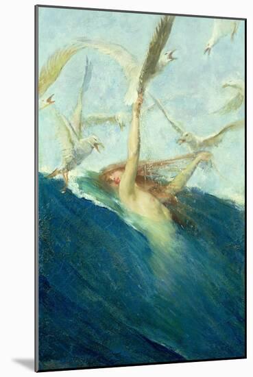 Mermaid Being Mobbed by Seagulls-Giovanni Segantini-Mounted Giclee Print