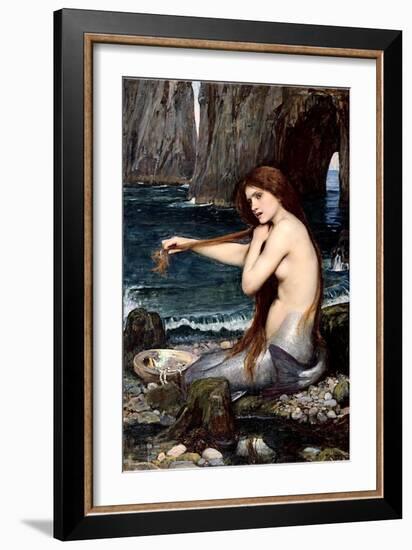 Mermaid Braiding Hair-null-Framed Art Print