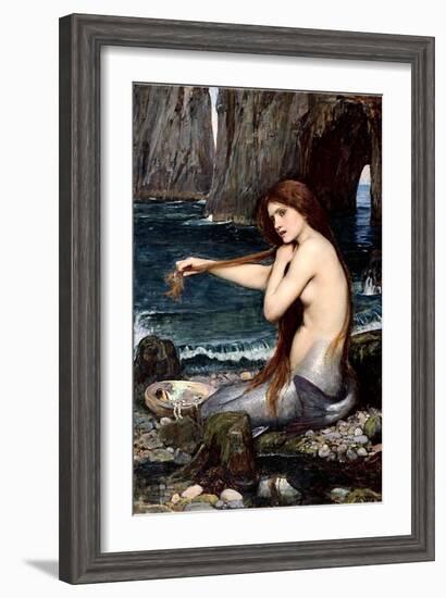 Mermaid Braiding Hair-null-Framed Premium Giclee Print