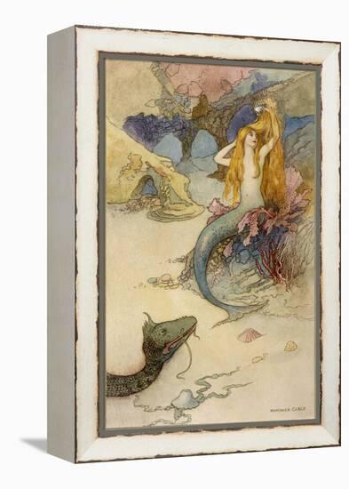 Mermaid Combing Her Hair-Warwick Goble-Framed Premier Image Canvas