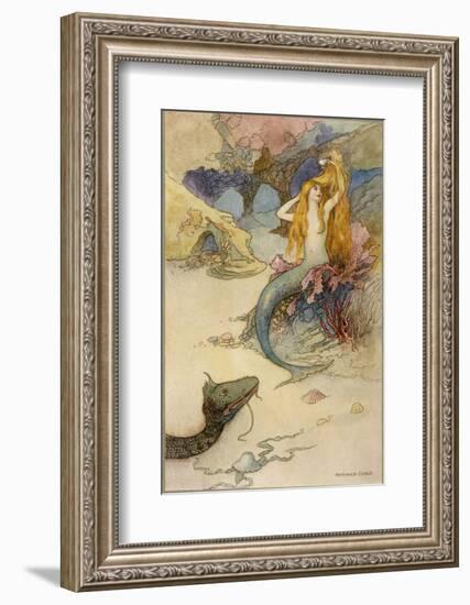 Mermaid Combing Her Hair-Warwick Goble-Framed Photographic Print