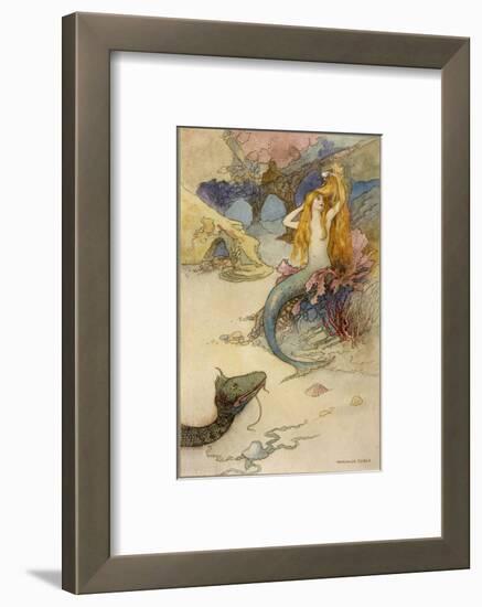 Mermaid Combing Her Hair-Warwick Goble-Framed Photographic Print