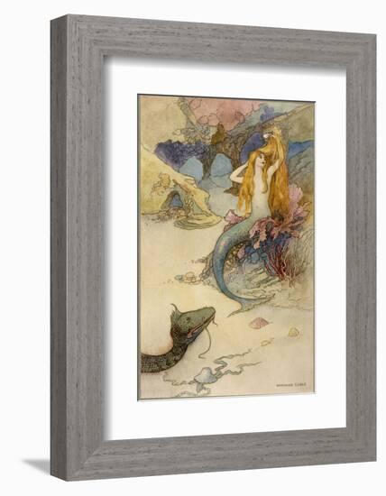 Mermaid Combing Her Hair-Warwick Goble-Framed Photographic Print