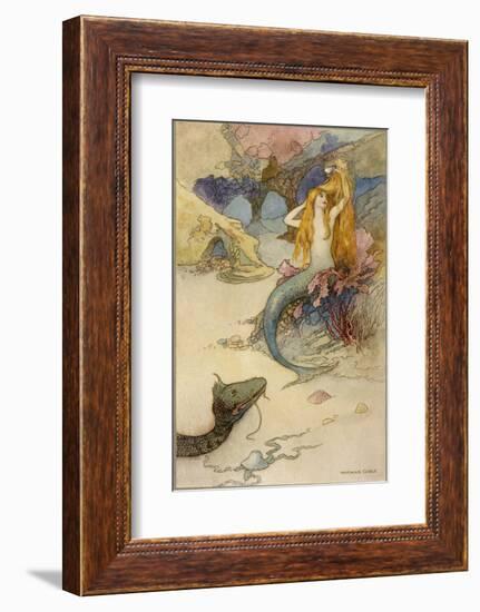 Mermaid Combing Her Hair-Warwick Goble-Framed Photographic Print