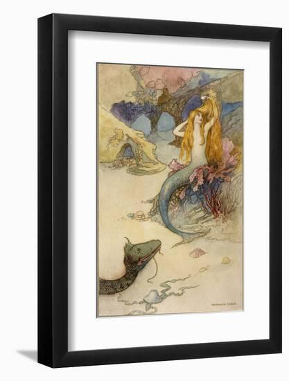 Mermaid Combing Her Hair-Warwick Goble-Framed Photographic Print