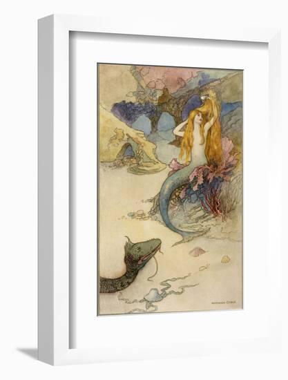 Mermaid Combing Her Hair-Warwick Goble-Framed Photographic Print