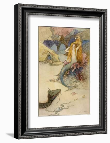 Mermaid Combing Her Hair-Warwick Goble-Framed Photographic Print