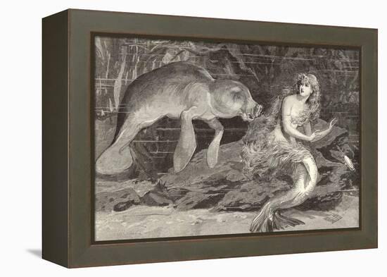 Mermaid Compared with the Manatee at the Zoological Gardens London-null-Framed Premier Image Canvas