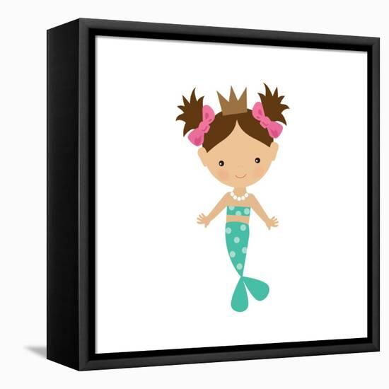 Mermaid,Girl,Cute,Funny,Vector,Cartoon,Illustration-Svetlana Peskin-Framed Stretched Canvas