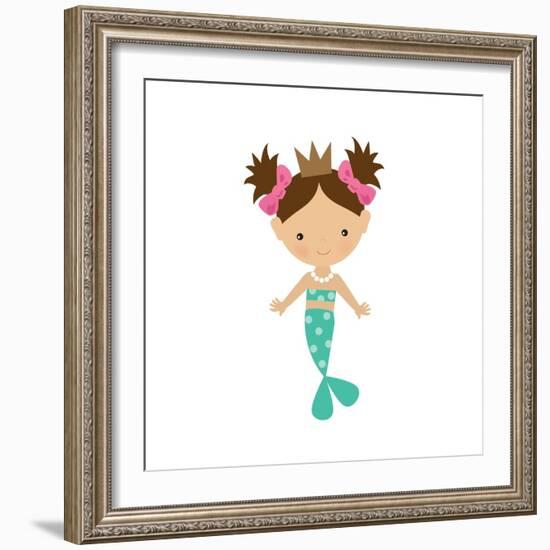 Mermaid,Girl,Cute,Funny,Vector,Cartoon,Illustration-Svetlana Peskin-Framed Art Print