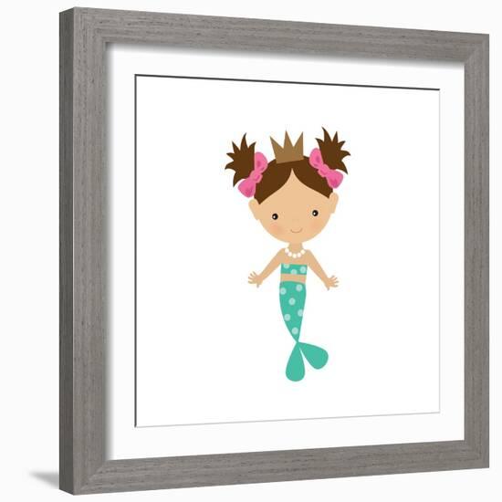 Mermaid,Girl,Cute,Funny,Vector,Cartoon,Illustration-Svetlana Peskin-Framed Art Print