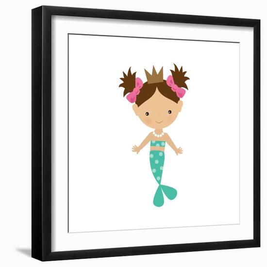 Mermaid,Girl,Cute,Funny,Vector,Cartoon,Illustration-Svetlana Peskin-Framed Art Print