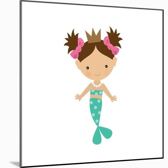 Mermaid,Girl,Cute,Funny,Vector,Cartoon,Illustration-Svetlana Peskin-Mounted Art Print