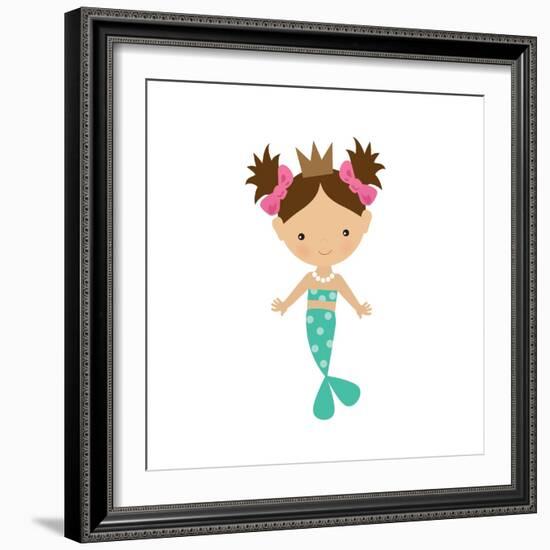 Mermaid,Girl,Cute,Funny,Vector,Cartoon,Illustration-Svetlana Peskin-Framed Art Print