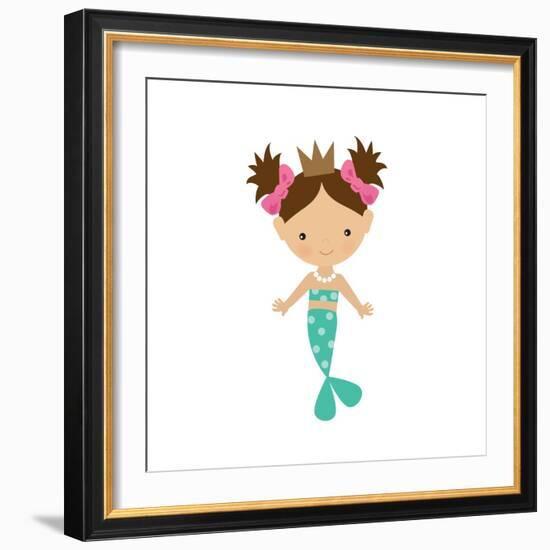 Mermaid,Girl,Cute,Funny,Vector,Cartoon,Illustration-Svetlana Peskin-Framed Art Print