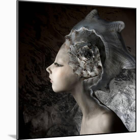 Mermaid Girl In An Unusual Headgear, A Hat-Lilun-Mounted Art Print