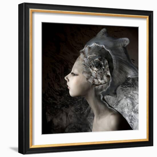 Mermaid Girl In An Unusual Headgear, A Hat-Lilun-Framed Art Print