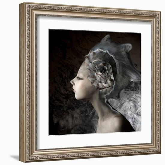 Mermaid Girl In An Unusual Headgear, A Hat-Lilun-Framed Art Print