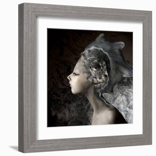 Mermaid Girl In An Unusual Headgear, A Hat-Lilun-Framed Art Print