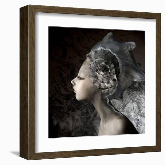 Mermaid Girl In An Unusual Headgear, A Hat-Lilun-Framed Art Print